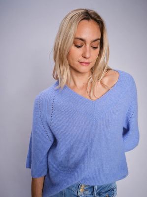 MOSH MOSH TACI V NECK KNIT CASHMERE BLUE 