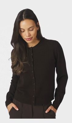 NEO NOIR Bina Wool Knit Cardigan Dark Brown 