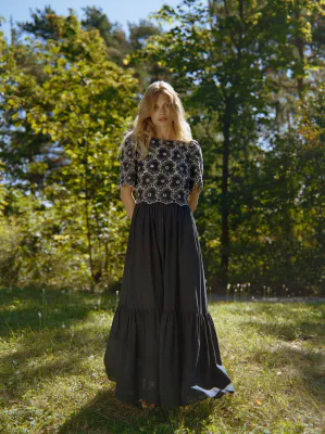 BY TIMO Broderie Anglaise Maxi Dress Marine