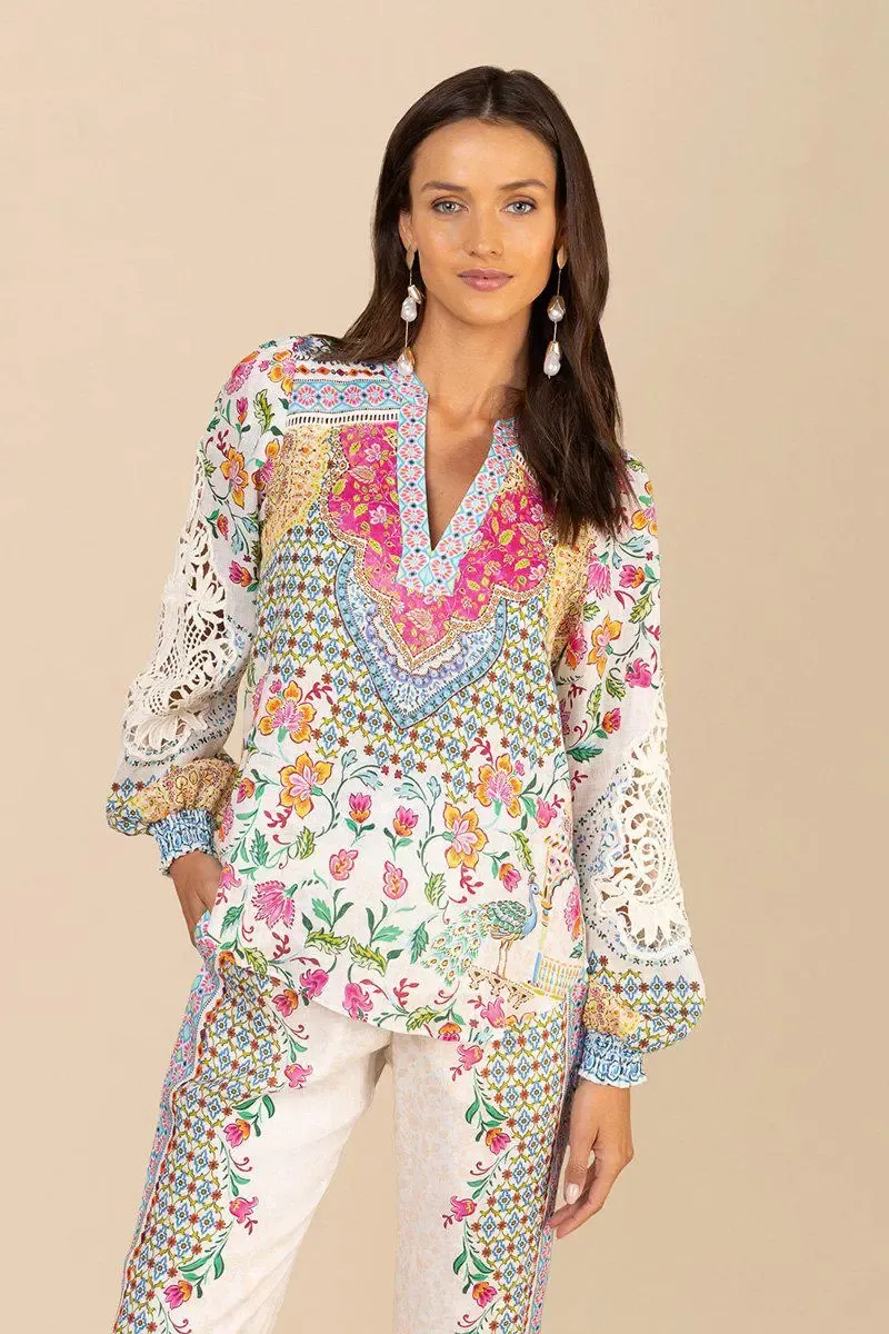 HALE BOB Dinah Linen Blouse Ivory