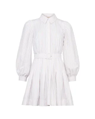 BY TIMO Seersucker Pleated Dress Khaki Stripe