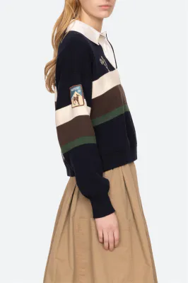 SEA NEW YORK Arther Varsity Knit Rugby Shirt Multi 