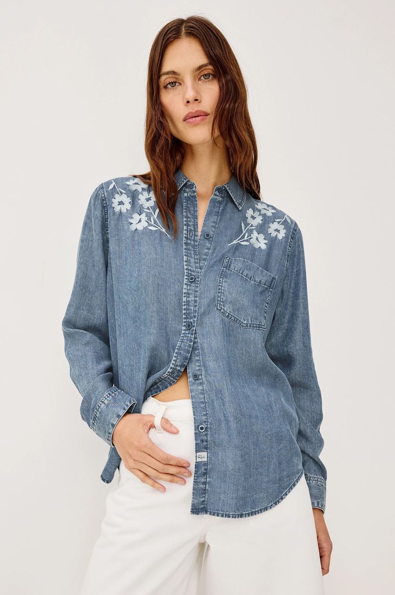 RAILS Ingrid Shirt Fleur Embroidery DENIM
