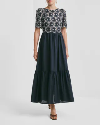 BY TIMO Broderie Anglaise Maxi Dress Marine