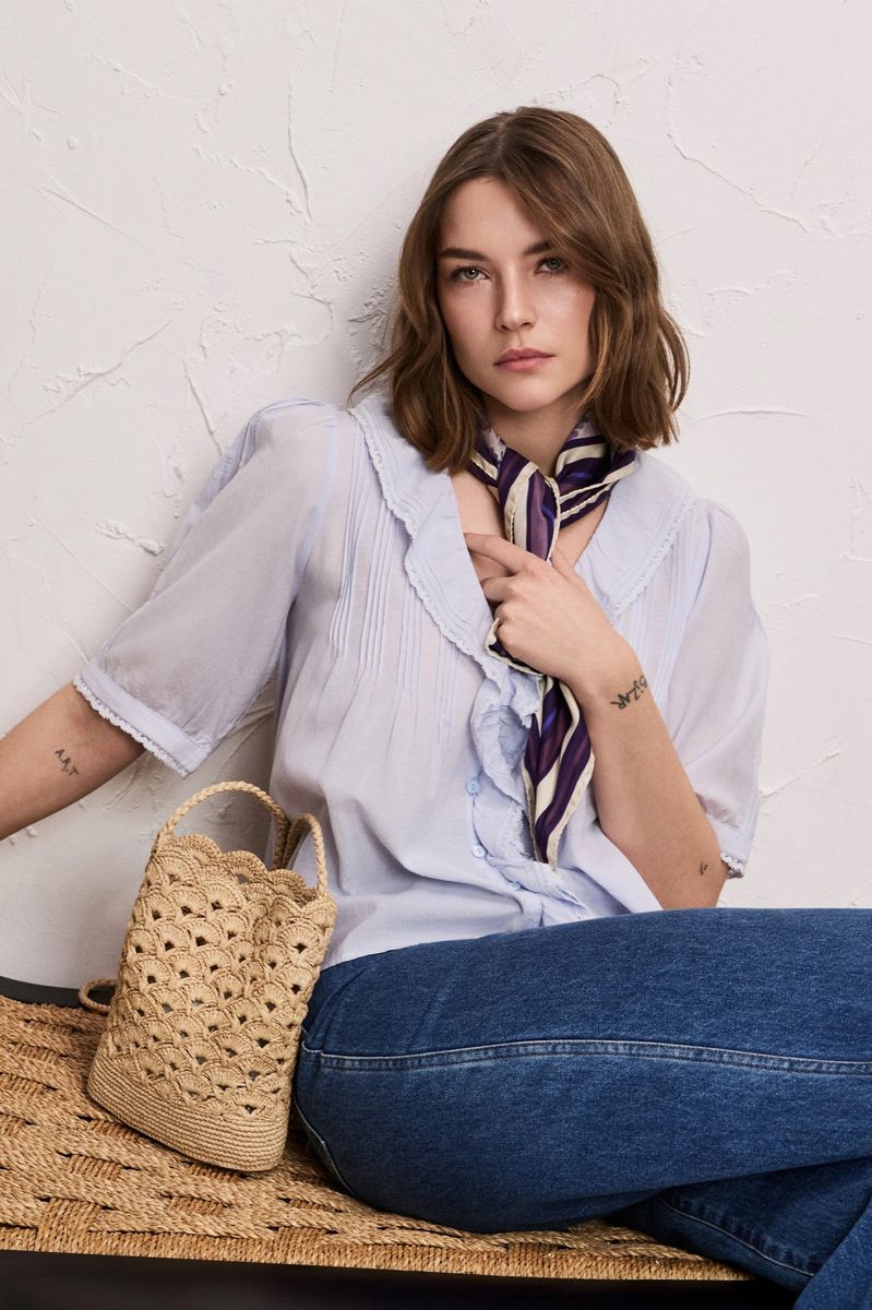 PIA TJELTA ELLIOT SHORTSLEEVE DUSTY BLUE 