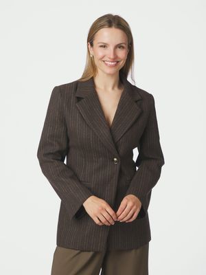 NEO NOIR Bowie Stripe Blazer Brown 