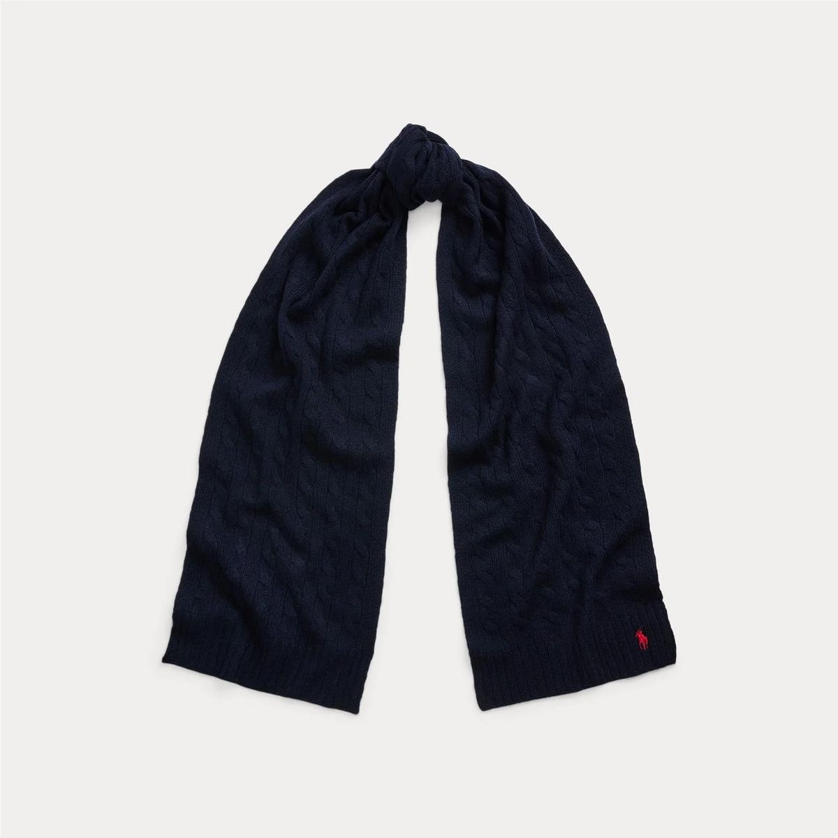 POLO RALPH LAUREN NAVY CABEL KNIT WOOL-CASHMERE SCARF